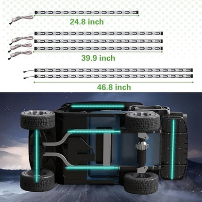 10L0L 6PCS Golf Cart Underbody Light Kit, Underglow LED Strip for EZGO Club Car Yamaha, 24 Modes Multicolor RGB Music Sync Waterproof, Canopy Lights Optional (6 Pack(4 Underbody and 2 Roof-Fishbone)) - style: 6 Pack(4 Underbody and 2 Roof-Fishbone)