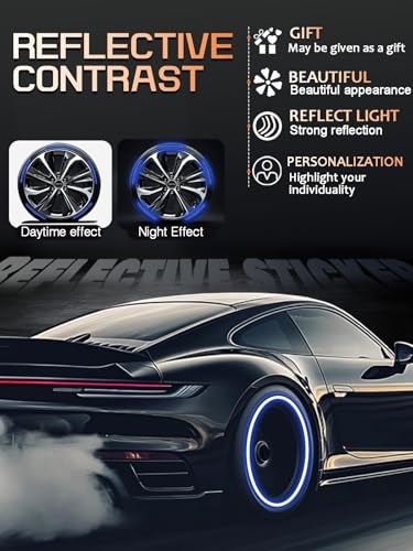 Maicican Blue a Reflective PVC Wheel Eyebrow Stickers, Set of 20, Night Safety Warning, Anti-Scratch, Waterproof, Outdoor Use - color: Blue a