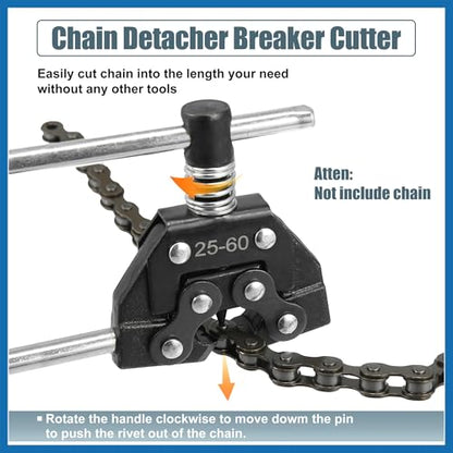 Roller Chain Tools Kit 25-60 Chain Detacher Breaker Cutter Tool Roller Chain Puller Holder Connecting for Bicycle Go Kart Chains Replacement Carbon Steel Black Item Replacement