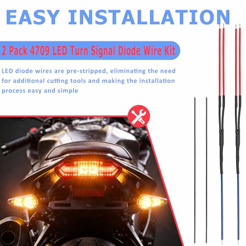 2 Pack 4709 LED Turn Signal Diode Wire Kit,Metric Motorcycle Diode Wire,Compatible with Kawasaki Vulcan 1600 Honda VT1100/XR650L/VTX1800C/CRF230M Suzuki GS500F/DR350 Yamaha Enduro