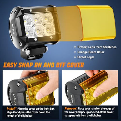 Nilight LED Light Pod with Yellow Black Covers 2PCS 18W 1260LM Flood Off Road Lights Super Bright Driving Fog Boat Lighting Pods for Trucks Pickup Golf Cart SUV ATV UTV 4x4 Van Camper - color: 2Pcs 18w Led Light w/cover