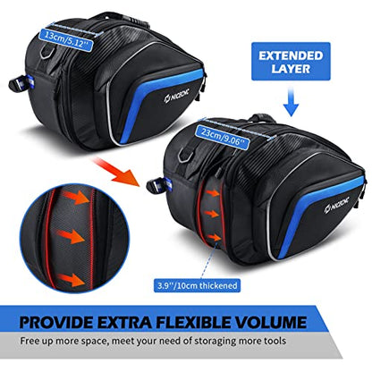 NICECNC Motorcycle Saddlebags, 50L Saddle Bags Motorcycles Throw Over Side Bags Compatible with Harley Honda Suzuki Yamaha Adventure Street Glide Dual Sport, Blue - color: Blue