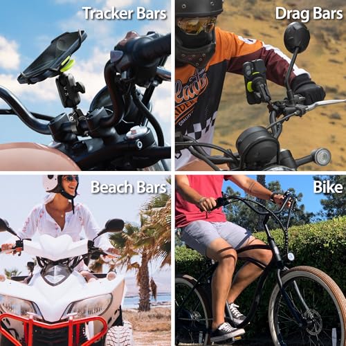 Bone Moto Tie Connect Kit 3 - Handlebar, Magnetic Motorcycle Phone Mount, Detachable & 360° Rotatable, Heavy Duty & Shock-Absorbing Scooter Phone Holder for iPhone & 4.7"–7.2" Smartphones (Handlebar) - style: Motorcycle - Handlebar