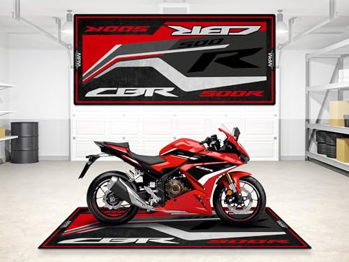 Garage Mat for CBR500R Motorcycle Model, Parking mat, Pit Mat, Washable Non-Slip Garage and Showroom Floor Carpet-Rug (Size 2: 102 x 47/260 x 120 cm) - color: Grand Prix Red 2024, size: 3'11" x 8'6"