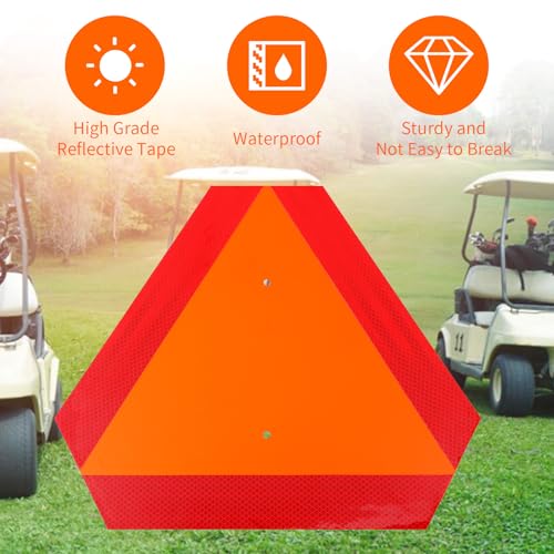2-Pack Slow Moving Vehicle Signs with Mounting Brackets – 16”x14” Reflective Aluminum SMV Triangle for Golf Carts, Tractors & UTVs – DOT Compliant, Rust-Proof (Red/Orange)