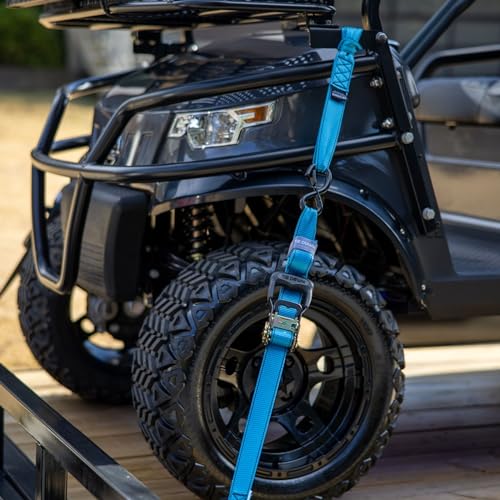 Tie Down 1.5 inch x 8 ft Blue Heavy Duty Ratchet Strap, 2-Pack Kit - 5208 lbs. Breaking Load Limit - color: Blue, size: 2-Pack