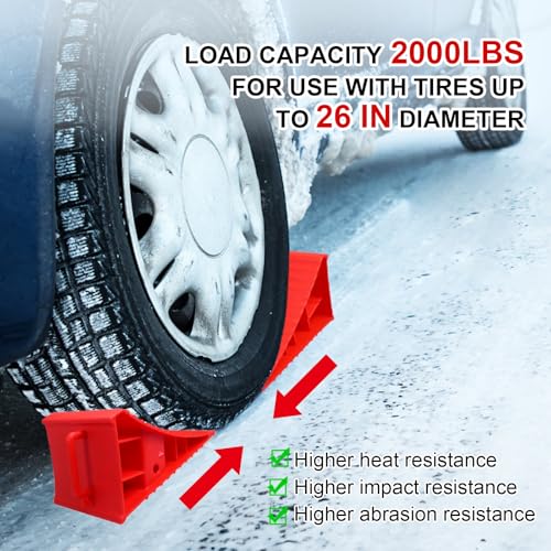 4Pack Wheel Chocks for RV Trailer Non Slip Heavy Duty Red Camper Wheel Chocks with Handle for Easy Removal Polypropylene Wheel Stoppers for Cars Campers Trucks Rvs - color: 4PC Red