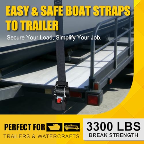 Ayaport Retractable Ratchet Straps 2 inch x 6ft, 2PK Bolt-on Tie Down Straps to Trailer - 3300lbs Break Strength, Transom Tie Downs for Boat, Motorcycles, Jet Ski - size: 2in x 6ft-2pcs
