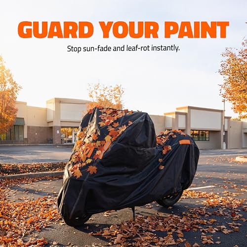 Mockins 91"x49"x39" Large Motorcycle Cover Heavy Duty Dual-Layer Fit | Motorcycle Cover Waterproof Outdoor 250G PVC + Soft HD Cotton For Midsize Cruisers, Sport-Touring & Retro Models Up to 91" - size: Motorcycle - Large - 91"x49"x39"