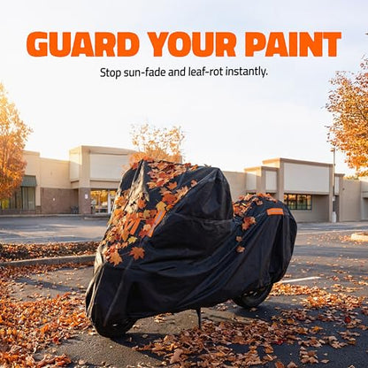 Mockins 91"x49"x39" Large Motorcycle Cover Heavy Duty Dual-Layer Fit | Motorcycle Cover Waterproof Outdoor 250G PVC + Soft HD Cotton For Midsize Cruisers, Sport-Touring & Retro Models Up to 91" - size: Motorcycle - Large - 91"x49"x39"