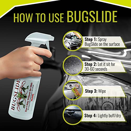 BugSlide 32 Oz Car Detailing Kit with Microfiber Towel – Exterior or Interior Car Cleaner and Waterless Detailer Spray – Clean, Polish, Shine, and Degrease, Never Wax Again – Easy to Use - size: 32 Oz Car Detailing Kit