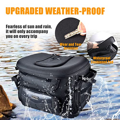 Motorcycle Dog Carrier, Back Seat Vehicle-Mounted Pet Carrier Travel Bag Cat Carrier Bag for Harley Trike Triumph Touring Street Glide Road King CVO (Black)
