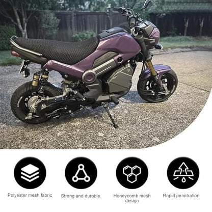 1 PC Motorcycle Seat Cover, Insulated Breathable Moped Seat Cover, 37.4x23.6In Soft Honeycomb Anti-slip Cushion, Universal Motorcycle Scooter Moped Protector (Black #L)
