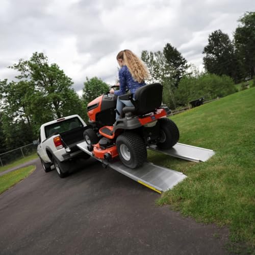 EZ-ACCESS TRAVERSE Aluminum Singlefold Folding Ramp, Portable Loading Ramps for Wheelchairs, Motorcycles, Lawn Tractors & ATVs, Heavy Duty Aluminum Folding Ramps with Carrying Handles (Silver, 6 Foot) - size: 6 Foot, style: Singlefold