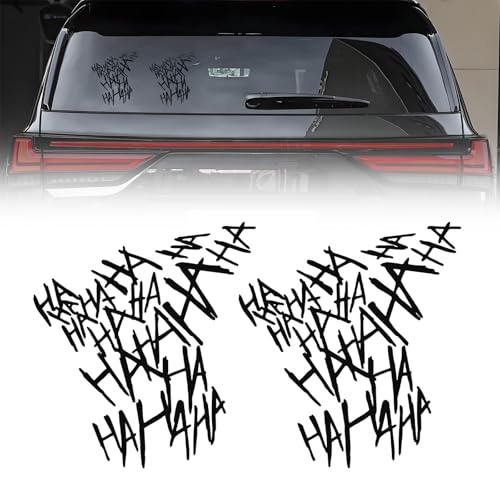 Hahaha Car Stickers Decals, Joker Haha Car Windshield Stickers, Funny Motorcycle Helmet Decal, Evil Auto Body Window Bumper Laptop Cooler Cup Decals Universal for Trucks Motorcycles (Black) - color: black