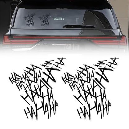 Hahaha Car Stickers Decals, Joker Haha Car Windshield Stickers, Funny Motorcycle Helmet Decal, Evil Auto Body Window Bumper Laptop Cooler Cup Decals Universal for Trucks Motorcycles (Black) - color: black