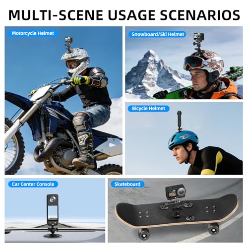 2Pack Helmet Flexible Adhesive Mount for Insta360, 360° Adjustable Sticky Holder with Safety Buckle for GoPro, Insta 360 X5/X4/Ace Pro 2/GO 3S, for DJI Action 6 5 4 Motorcycle Ski Accessories