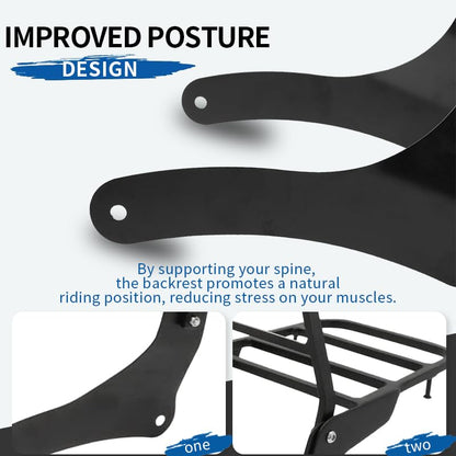 Comfortable Leather Backrest Sissy Bar + Luggage Rack Pad Compatible With Kawasaki Vulcan 900 VN900 1996-2018 (Chrome) (Black) - size: Black
