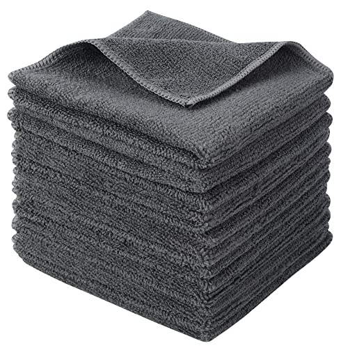 SINLAND Microfiber Cleaning Cloth Super Absorbent Kitchen Dish Cloths Quick Dry No Streak Dish Rags Glass Cloths 12inchx12inch 12 Pack Grey - color: Grey