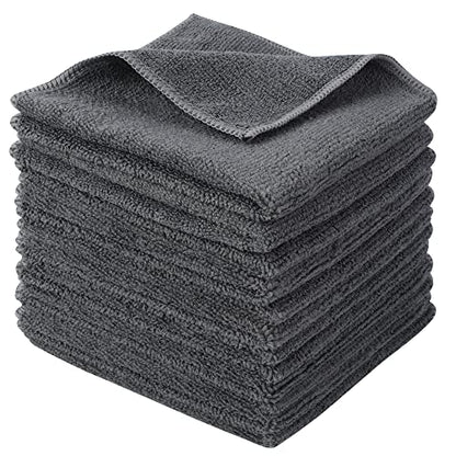 SINLAND Microfiber Cleaning Cloth Super Absorbent Kitchen Dish Cloths Quick Dry No Streak Dish Rags Glass Cloths 12inchx12inch 12 Pack Grey - color: Grey