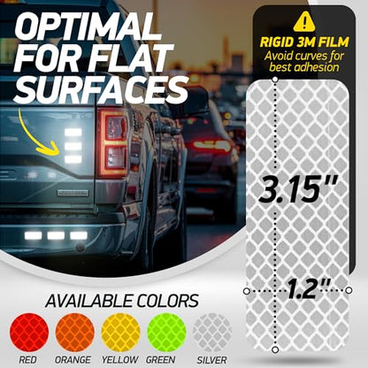 Reflective Safety Tape Stickers | 3M Diamond Grade | White | 1.2″ x 3.15″ | 20-Pack | Safety Warning Tape for Helmets, Cars, Mailboxes & More - color: White