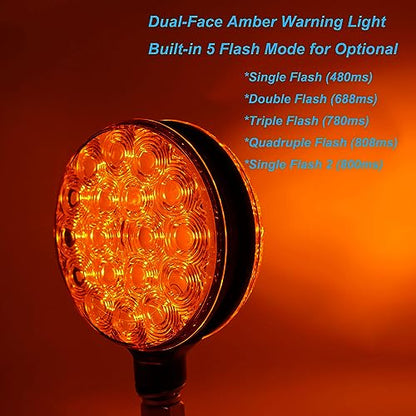 4" Round Dual-Face Amber Lens 12V Pedestal Mount Hazard Warning Lamp Flashing Caution Light for Boat Trailer SUV Camper RV Off-Road Kenworth Peterbilt Freightliner Trucks - size: 1Pcs Warning Light