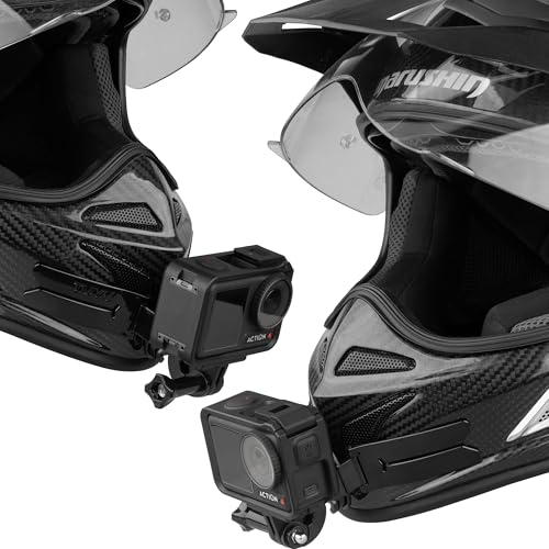 Helmet Chin Mount for Action Cameras, Universal GoPro Chin Mount with Straps, Compatible with GoPro Hero, Insta360, DJI Osmo Action, Motorcycle Full Face Helmets