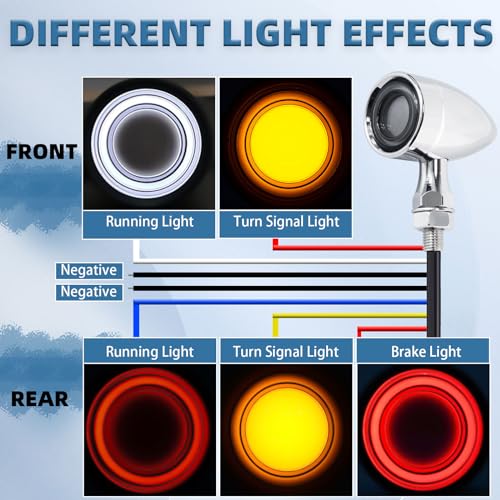 Motorcycle Bullet Turn Signals LED Front Rear Lights 4 PCS, 40 LEDs Retro Switchback Running Turn Brake Light Blinkers Universal Fit Harley Chopper Bobber Sporsters Suzuki Honda -Chrome - color: 2052-4PCS-CH