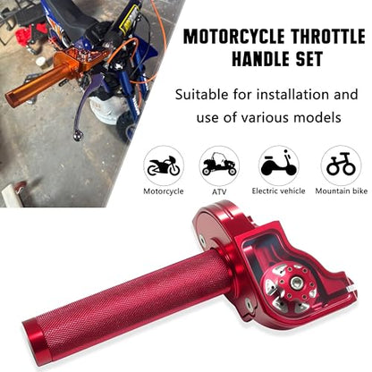 Motorcycle Throttle Grip 7/8" 22mm CNC Aluminum Quick Twister with Throttle Cable for KLX CR CRF EXC XR CRF50 CRF230 50 110 125 230 250 Dirt Pit Bike Motocross Motorbike Quad ATV - color: Red