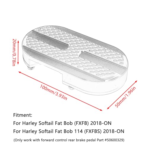 Motorcycles Foot Brake Lever Pedal Enlarge Extension Rear Brake Peg Pad Extender Compatible with Harley Softail Fat Bob (FXFB) 2018-ON and 114 (FXFBS) 2018-ON