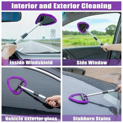 Windshield Cleaner Tool, 17Pcs Car Interior Detailing Kit, Detailing Brush, Towels, Duster, Car Cleaning Kit Interior for RVs, Truck, Trailer (Purple) - color: Purple