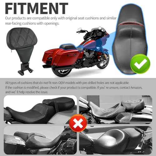 Rider Driver Backrest, Detachable Adjustable Plug-in Rider Backrast Fit for Harley Davidson Touring Road Glide Electra Glide Street Glide Road King CVO 2009-2026, Black Diamond Grid - color: Black New
