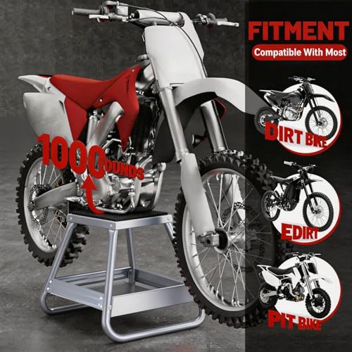 Motorcycle Lift Stand Dirt Bike Stand, Universal Steel Motocross Stand Dirt Bike Panel Stand Hoist Maintenance Lift Jack 1000LB Capacity