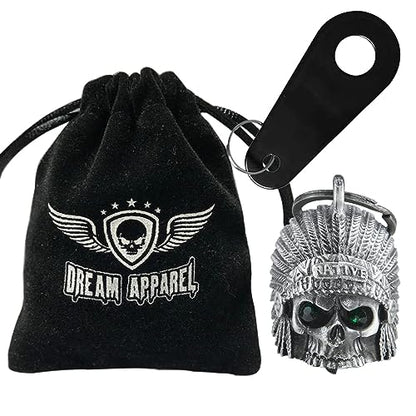 Dream Apparel Motorcycle Bell Guardian Angel Drive Away Gremlin, Biker Bell for Men Women Rider Riding, Good Luck Gift - color: Native W/ Green Eyes