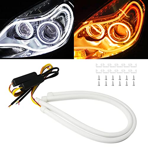 Qasim 45CM Flowing Turn Signal Light Guide Strip DRL Assembly 12V Car LED Flexible Strip Lights Daytime Running Lights Car Accessories-2Pack - size: 17.7 inches