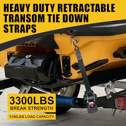 Ayaport Retractable Transom Tie Down Straps 2in X 8ft Boat Tie Down Straps to Trailer- 3300lbs Break Strength, Heavy Duty Bolt-on Ratchet Straps for Cargo, Boat, Motorcycles, ATV, 2pk - size: 2"x8'-2pcs