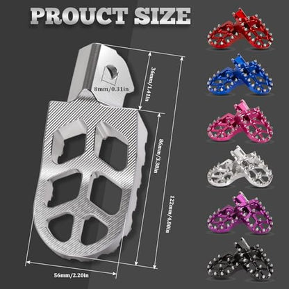 XINGWU Dirt Bike Foot Pegs for Surron Light Bee X/S E-Ride Pro SS/SR/S Talaria MX3 MX4 Segway X160/X260 CRF150F 230F 250F Electric Dirt Bike Foot Peg Rests (Silver) - color: Silver