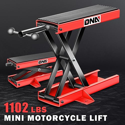 DNA Motoring Steel Motorcycle ATV Scissor Lift Jack Hoist Stand with Saddle & Rubber Pad, 2-in-1, 1100lbs (500KG) 3.7-14.8" Lifting Range, TOOLS-00290 - style: 1100lbs (2 in 1 With Rubber Mat)