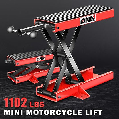 DNA Motoring Steel Motorcycle ATV Scissor Lift Jack Hoist Stand with Saddle & Rubber Pad, 2-in-1, 1100lbs (500KG) 3.7-14.8" Lifting Range, TOOLS-00290 - style: 1100lbs (2 in 1 With Rubber Mat)