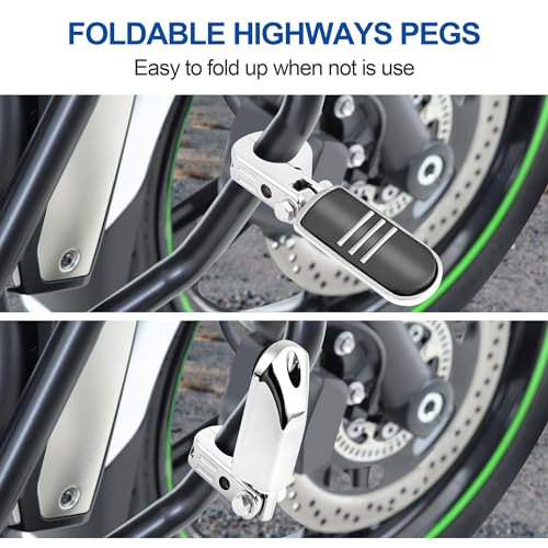 1.25" Motorcycle Highway Pegs Adjustable Engine Guard Pegs FootRest For Harley Touring Electra Road Glide Road King Street Glide Sportster 883 Dyna Softail Honda Suzuki Kawasaki Yamaha (Chrome 6) - color: Chrome Style 1