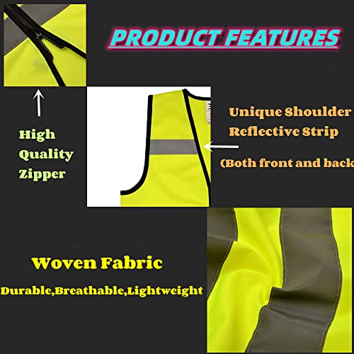 High Visibility Kids Safety Vest,Toddler Safety Vest,Reflective Vest Kids,Toddler Construction Vest For Cycling &Running, Y/2Pack/XS/Zipper - color: Neon Yellow（zipper-2pc）, size: X-Small