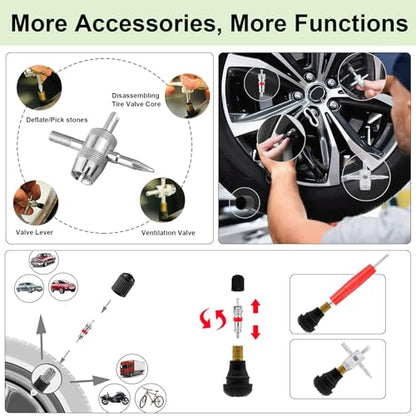 38PCS Tire Valve Stem Core Quickly Replacement Tool Kit,Quick Change Tire Valve Tool Kit for Replacing Leaky Valves in Cars,Trucks,ATVs,etc.with TR413/TR414/TR418