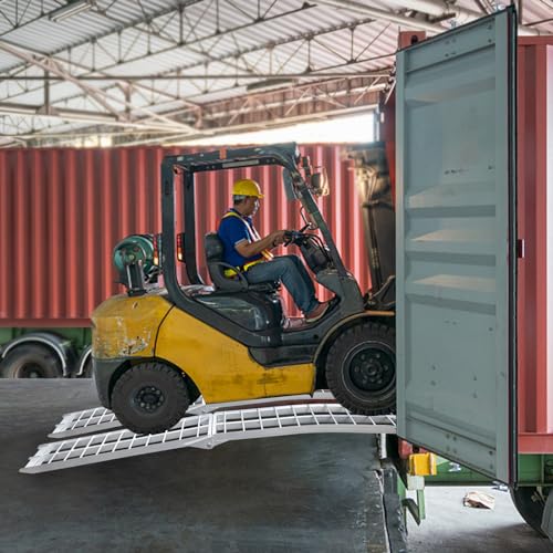 Pair of Aluminum Loading Truck Ramps, 12”W x 89.8”L, 2PCS 1500 Lbs Heavy Duty Motorcycle Ramps with Load Straps, Anti-Slip Foldable Ramp for ATV/UTV/Lawnmower/Tractor - size: 12”W x 89.8”L