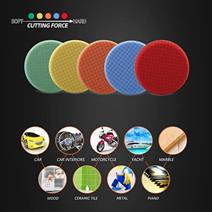Buffing Polishing Pads, SPTA 5Pcs 7.5 Inch Face for 7 Inch 180mm Backing Plate Mix Cutting Force Buffing Pads Cutting Polishing Pad Kit for Car Buffer Polisher Compounding,Polishing, Waxing-SPTA0010 - size: 7 Inch