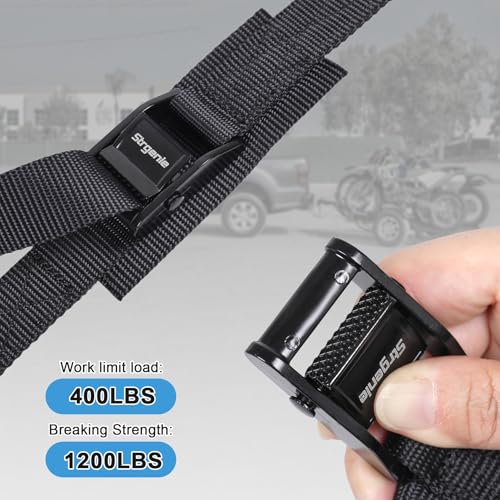 Cam Buckle tie Down Straps 6 Feet 1200lbs Break Strength, 4pcs Heavy Duty tie Down Straps with Hooks and Soft Loops for Motorcycle, Dirt Bike, Trucks, Kayak, Car - size: 1"x6' 2pcs