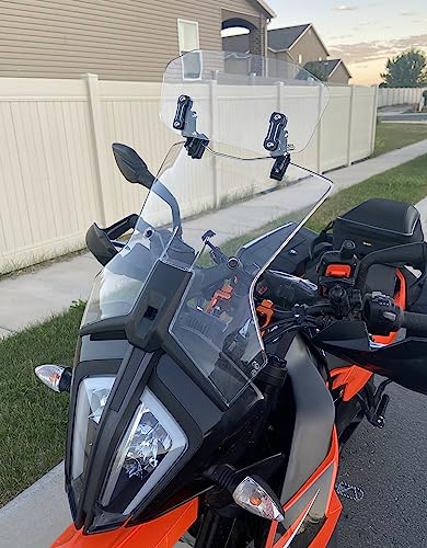 KEMIMOTO Motorcycle Windshield Upgraded Aluminum Metal Heightened Windshield Extension Spoiler Clip Universal Adjustable Extension Clips Clear - color: Clear