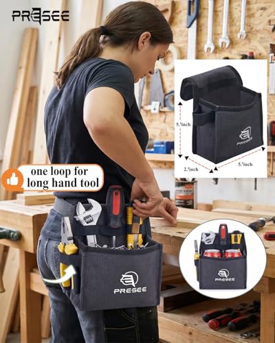 Canvas Tool Belt Pouch Fastener Tool Pouch Small Tool Pouches Flatfit Pocket Utility Pouch Tool Holster Nail Screw Pouch Bag for Electrician, Carpenter, Black, Pack of 2 - color: 2 Pack Black