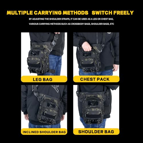 Tactical Drop Leg Bag with Concealed Carry Holster Motorcycle Thigh Pouch for Outdoor, Hiking & EDC Gear in Army Green - color: Army Green