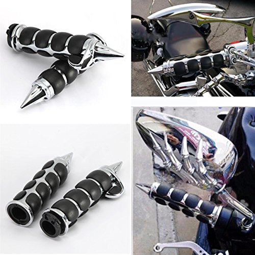 INNOGLOW Motorcycle Handlebar Grips 1 Pairs Hand Grips - color: Chrome Black-B(with Throttle Assist)