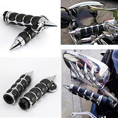 INNOGLOW Motorcycle Handlebar Grips 1 Pairs Hand Grips - color: Chrome Black-B(with Throttle Assist)